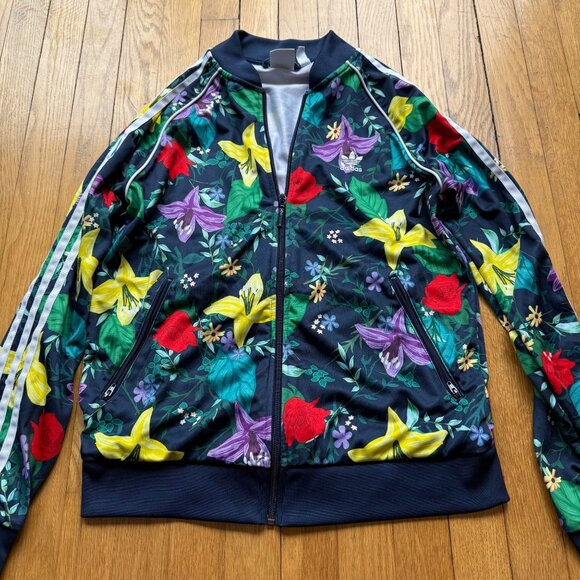 Adidas Size M Multicolor Blossom Of Life Floral Graphic Full Zip Track Jacket - Picture 4 of 15